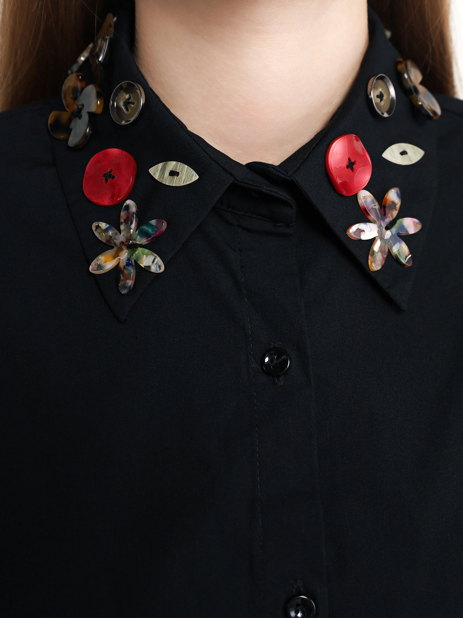 Блуза прямого кроя из смесового хлопка